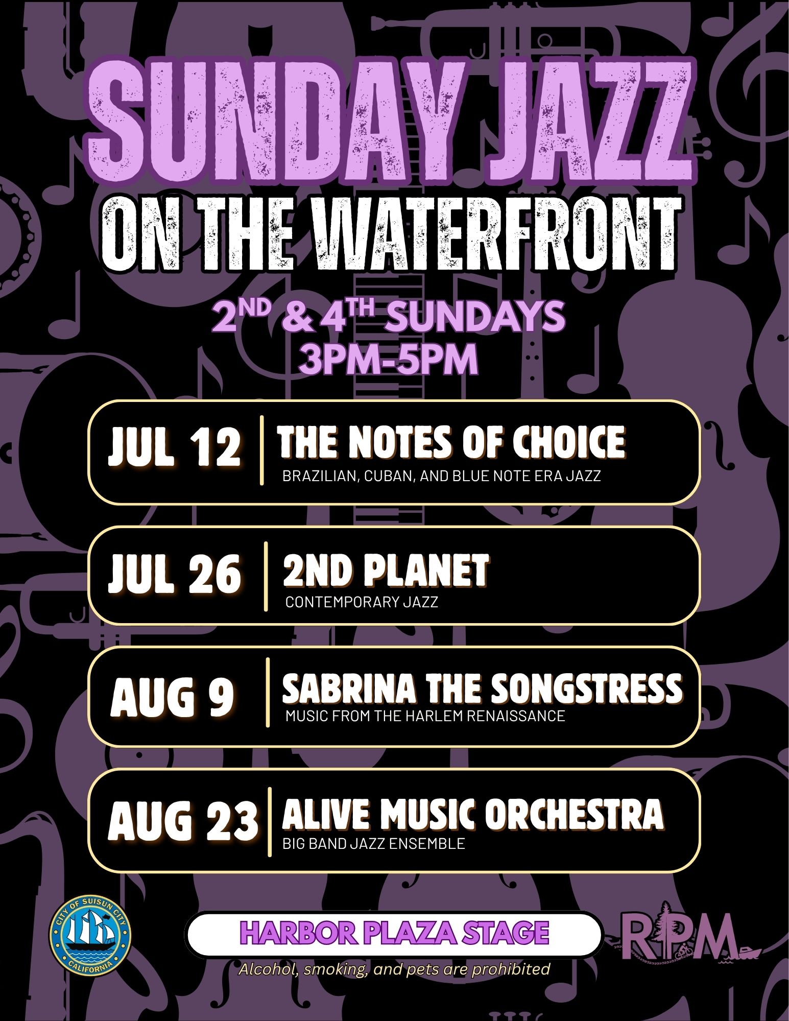 Sunday Jazz on the waterfront 2026 Flyer